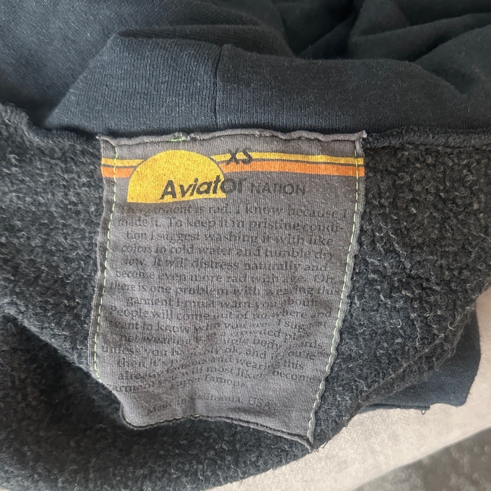 Aviator Nation Black Hoodie with Rainbow Accents - Picture 3 of 4